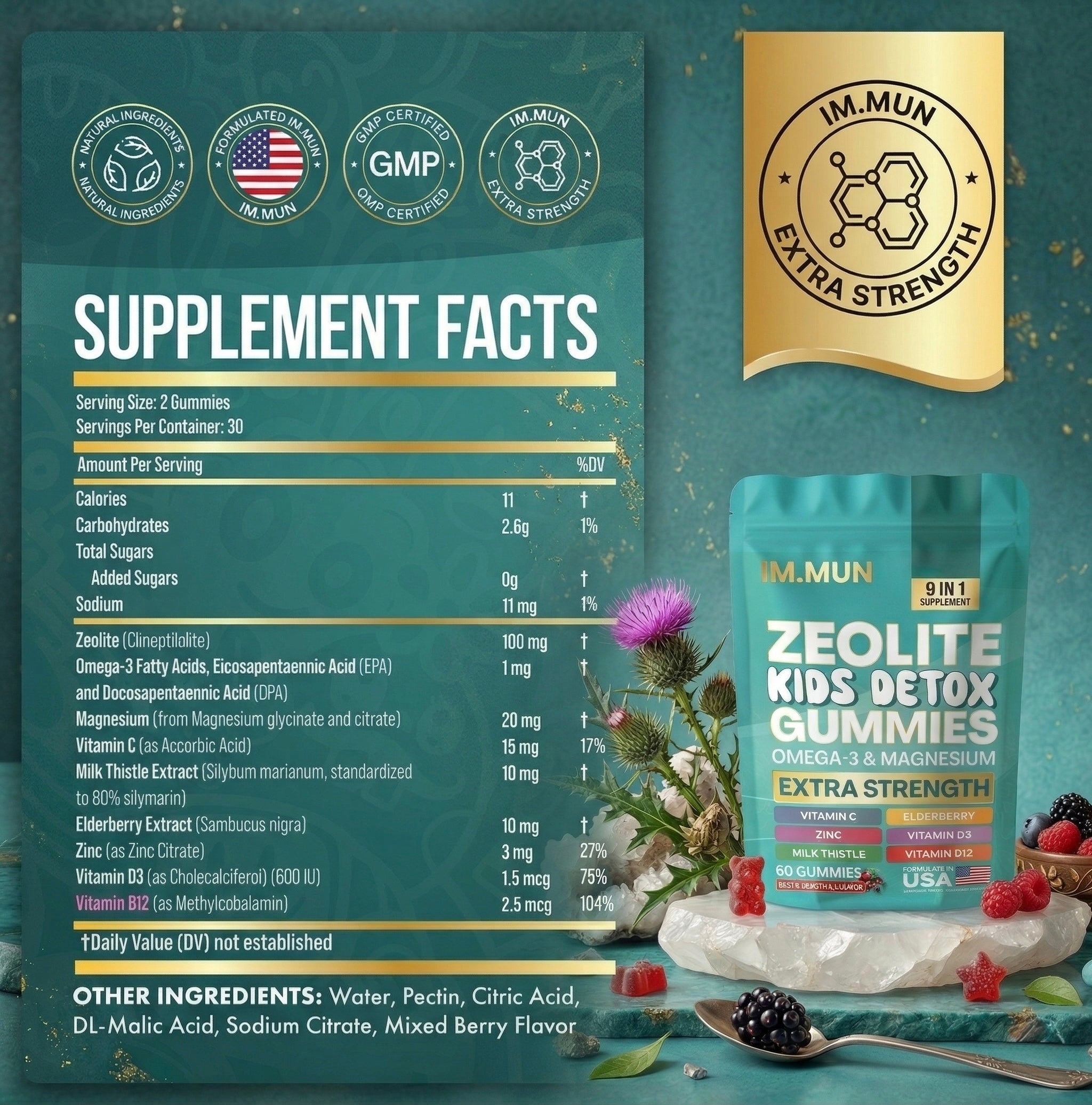 IM.MUN Zeolite Kids 9-in-1 Detox Gummies