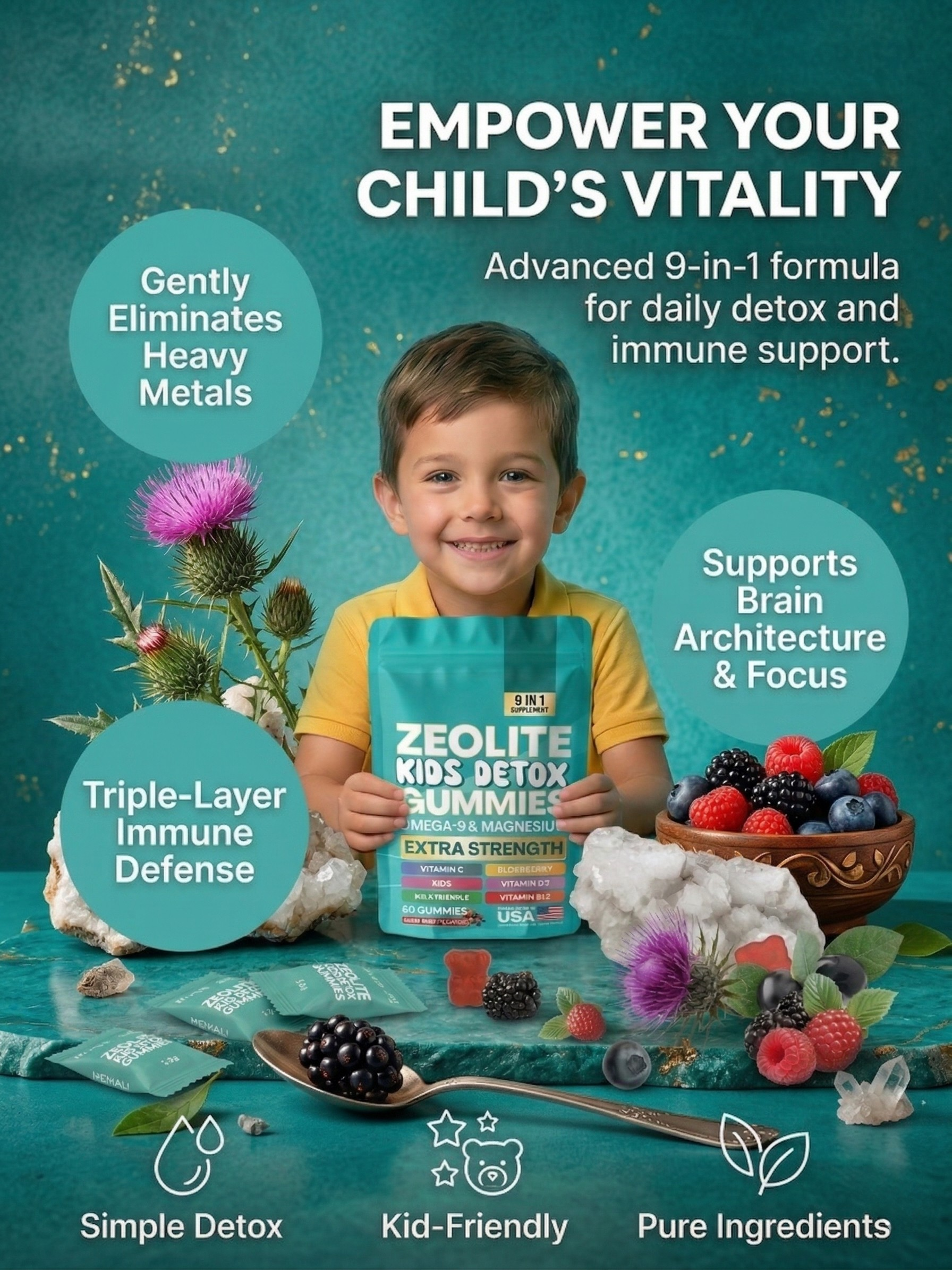 IM.MUN Zeolite Kids 9-in-1 Detox Gummies